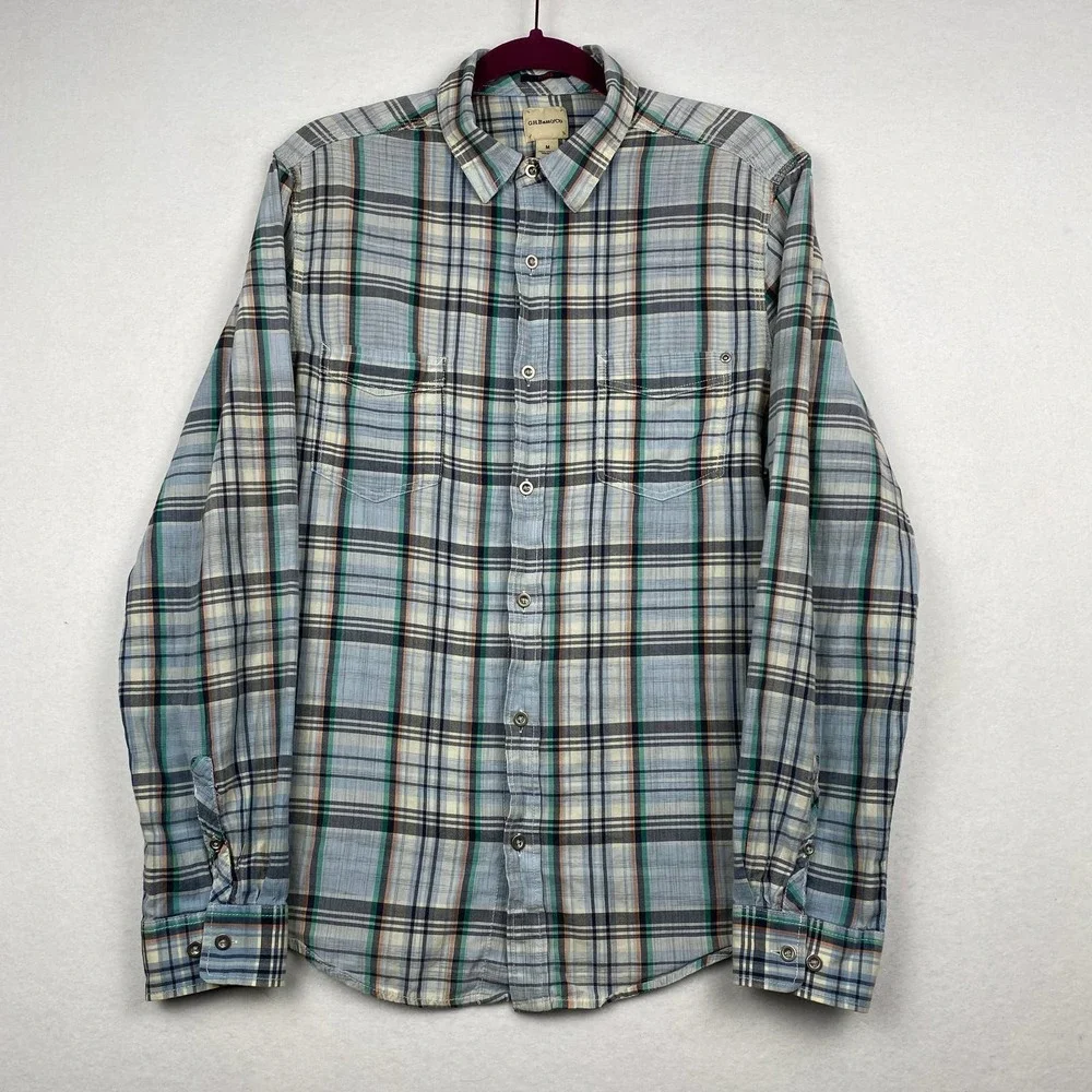 G.H.Bass & Co. Men's Size M Fitted Plaid Long Sleeve Button Down Shirt Cotton - Picture 1 of 8